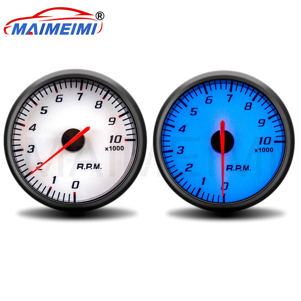 Tacómetro digital de 60 mm, 0-10.000 rpm, 12 V y luz azul