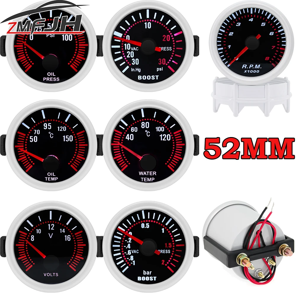 Medidor de turbo 52mm con lente de humo