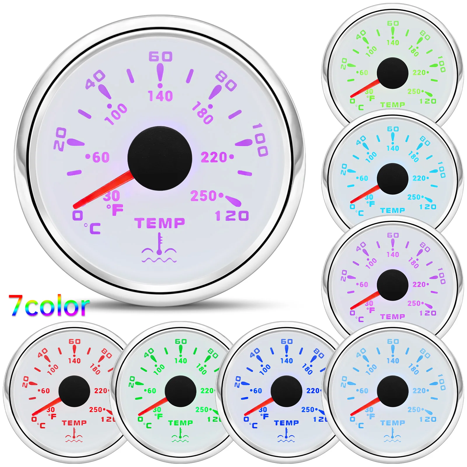 Vista del indicador de temperatura para instalación en vehículo