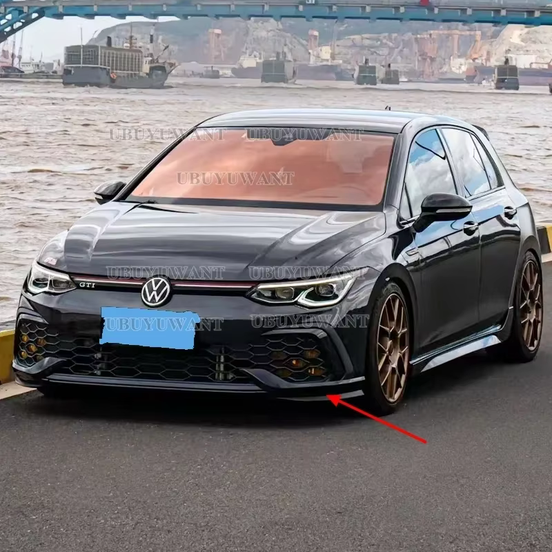 Para VW Golf MK8 r-line/GTI coche negro brillante/otros colores parachoques delantero divisor lateral alerón embellecedor luz antiniebla Canard 2020+ - imagen 4