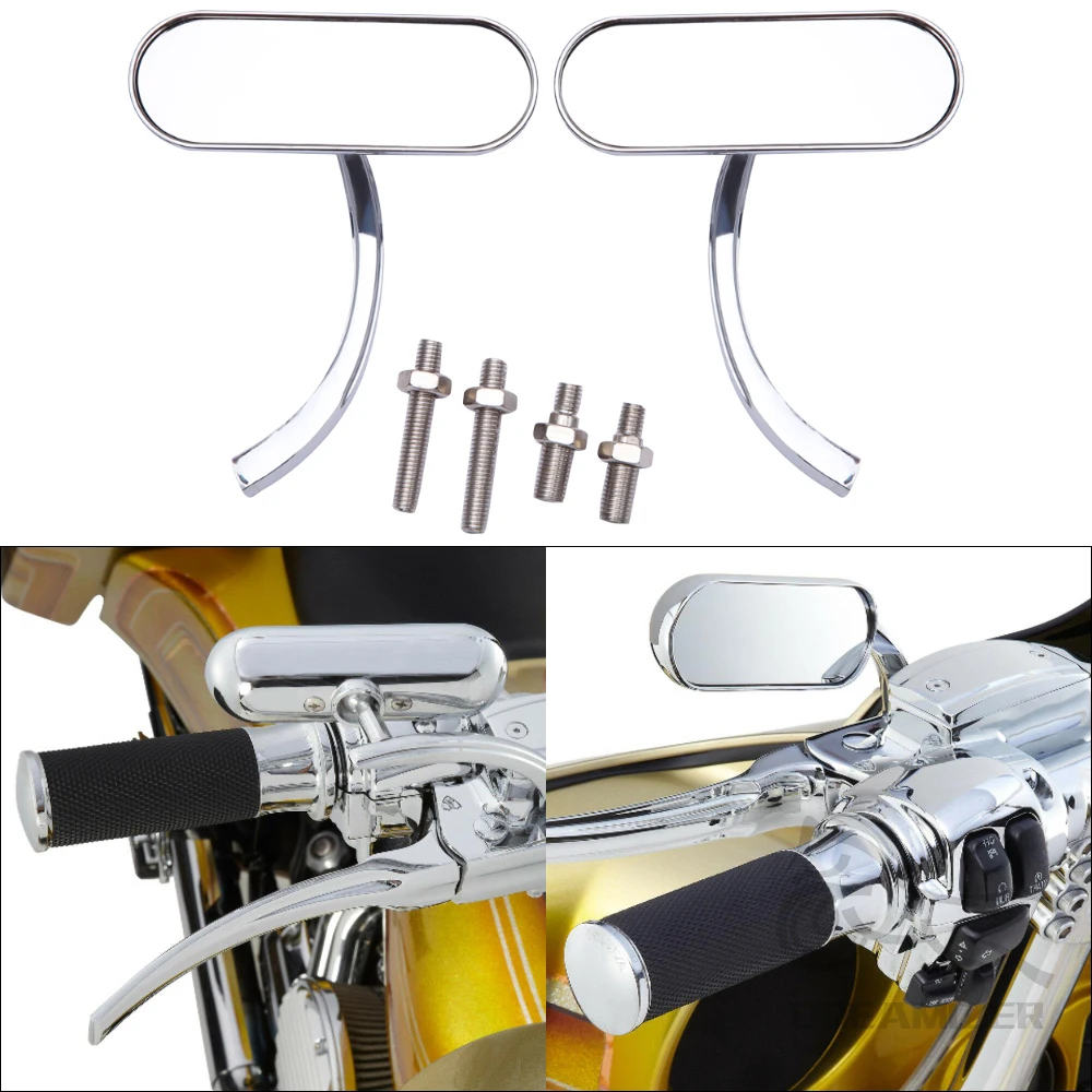 Espejo retrovisor cuadrado para motocicleta, espejo lateral ovalado para Harley Touring Electra Glide Dyna Fatboy Softail Breakout Sportster - imagen 5