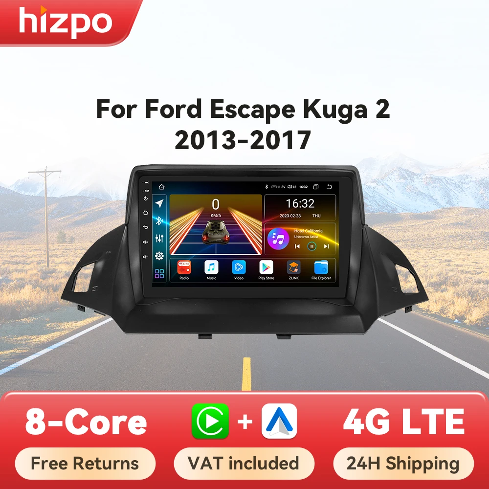 Radio Hizpo 2 DIN Android 13 con CarPlay, GPS y cámara – Ford Kuga II