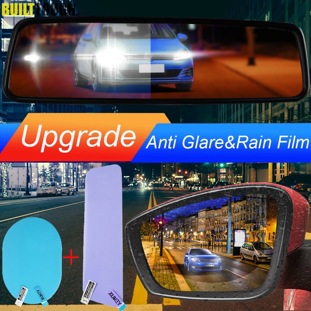 Lámina antilluvia y antideslumbrante para retrovisor de coche