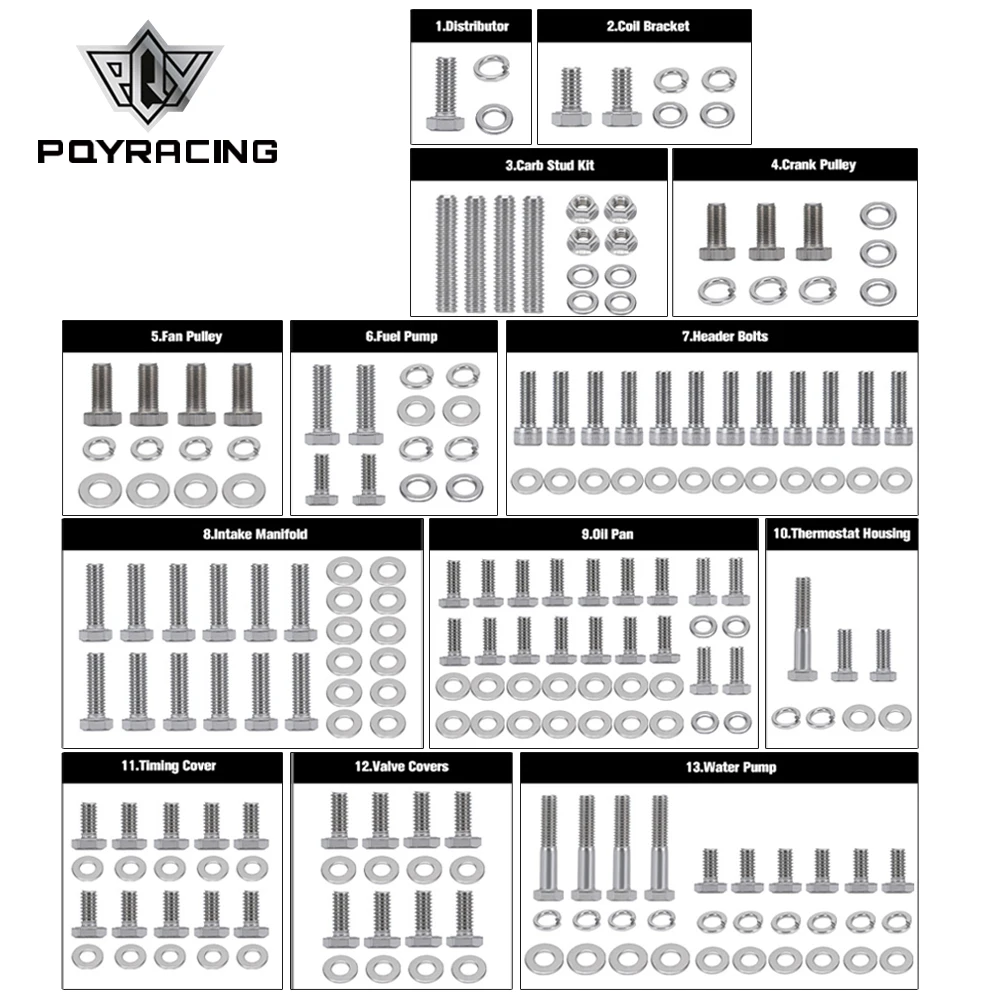 PQY-EMK01 Kit tornillería inoxidable para motor Chevrolet SBC