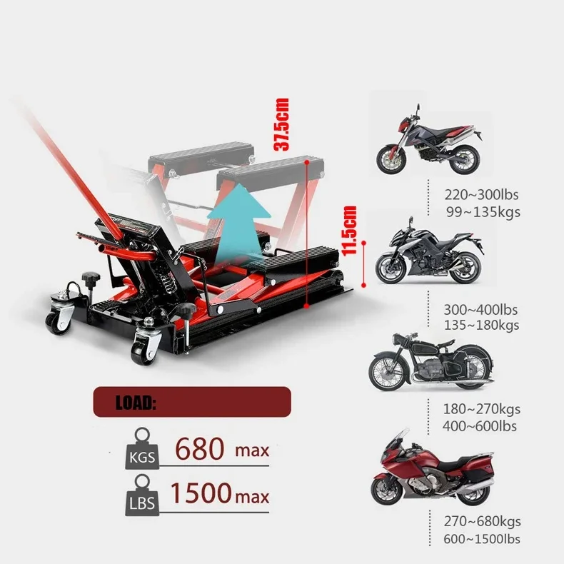 Elevador hidráulico de tijera para motocicleta, portátil y ajustable - imagen 5