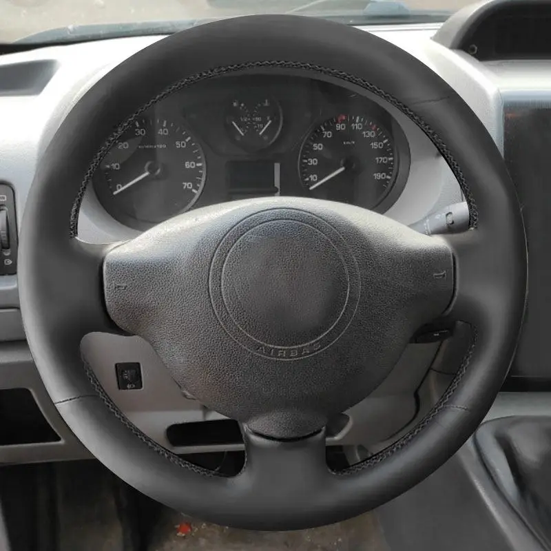 Cubierta de cuero suave para volante de coche, embellecedor de cuero para Citroen Berlingo Jumpy 2009-2016 Peugeot 207 Expert Partner Toyota Proace