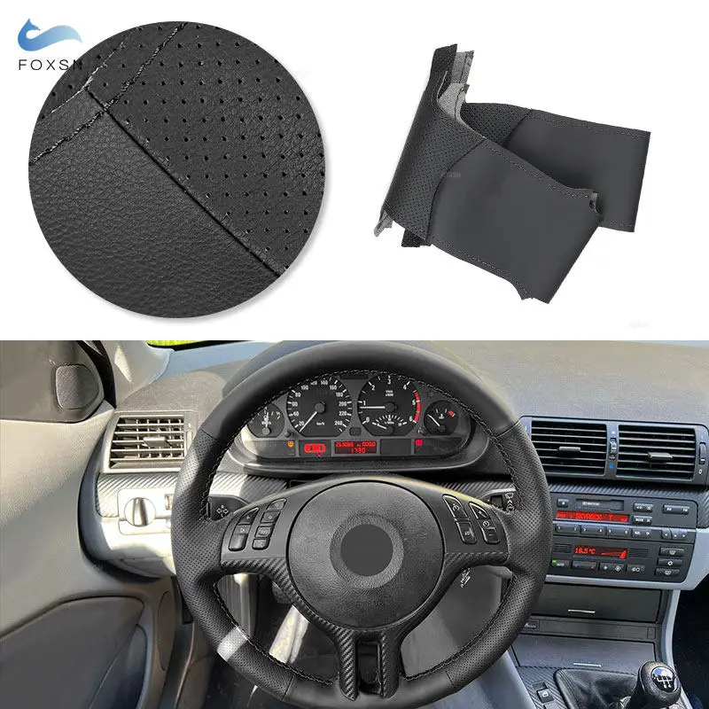 Funda volante cuero trenzado BMW negra cosida a mano E46 E39 X5
