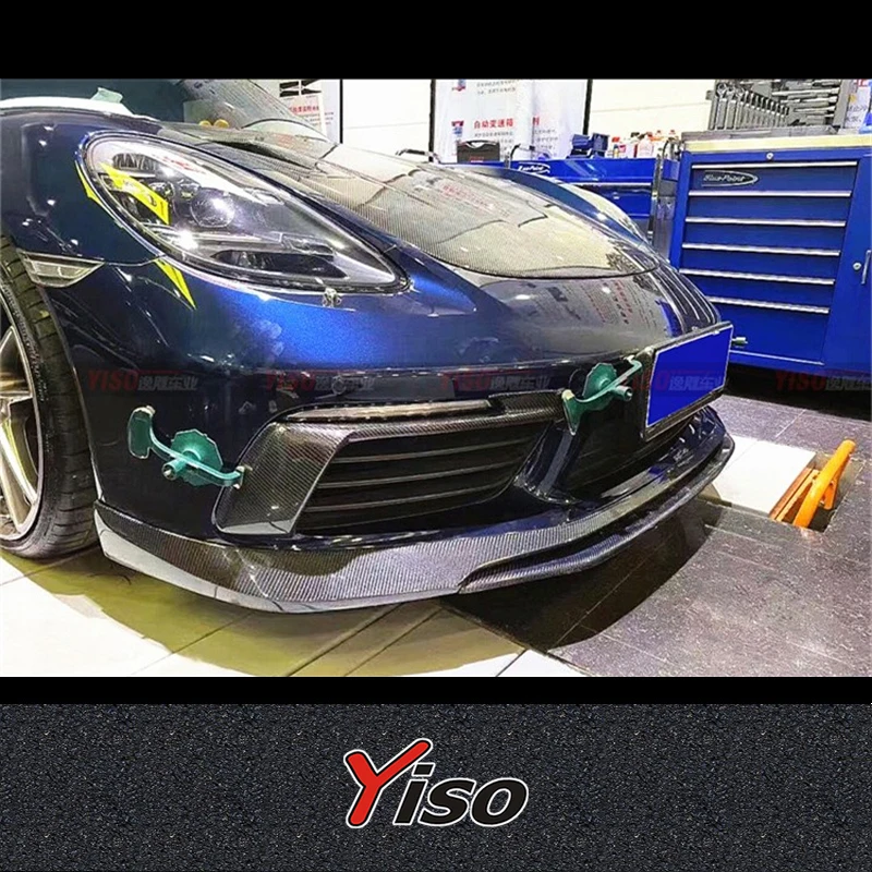 Adecuado para 718 Boxster Cayman Tecate Encirclement modificado labio delantero de fibra de carbono labio delantero Cayman labio frontal techart