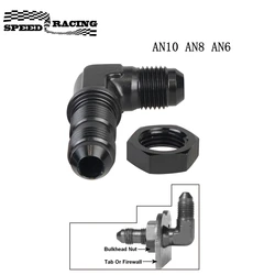 Racor pasamuros acodado 90° macho-macho AN6, AN8 y AN10