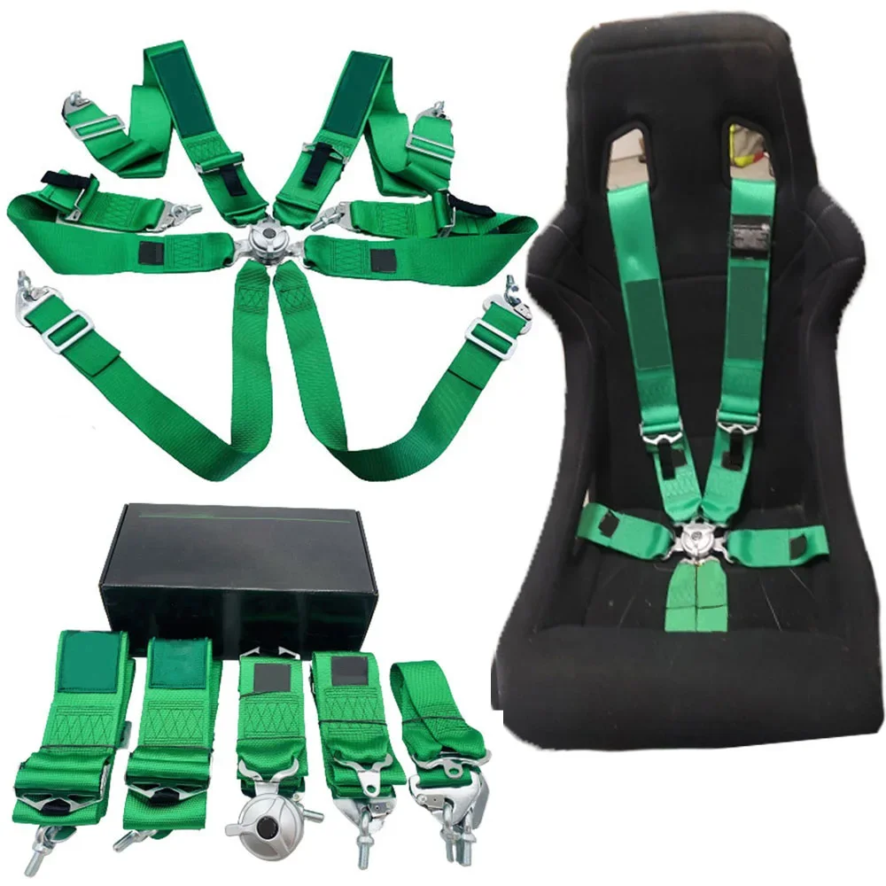 Arnés de seguridad 6 puntos Universal para coche – verde y negro - imagen 2