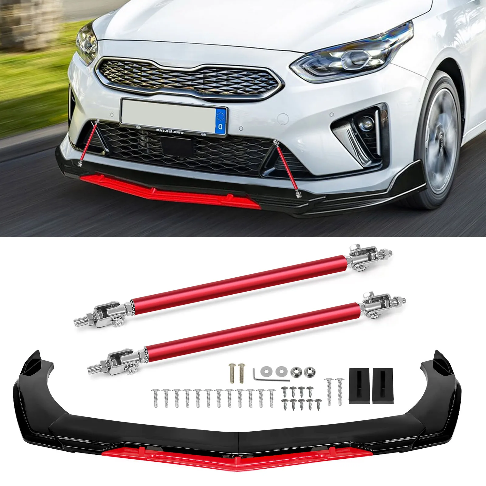 Kit de carrocería universal ABS con splitter delantero y varillas - imagen 2