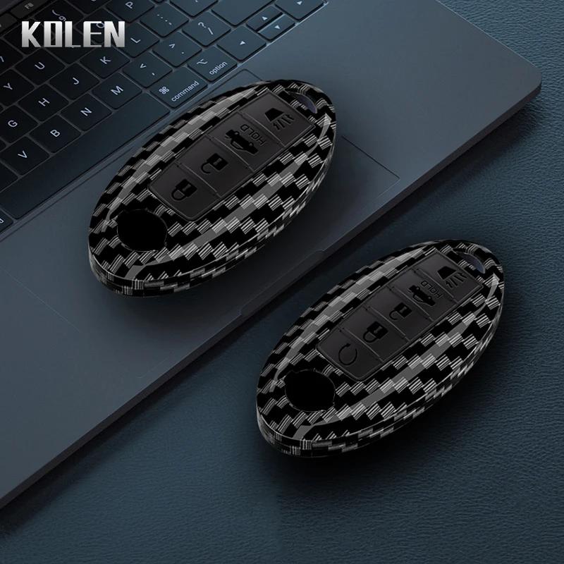 Funda llave Nissan fibra carbono ABS para Qashqai, Juke, X-Trail - imagen 4