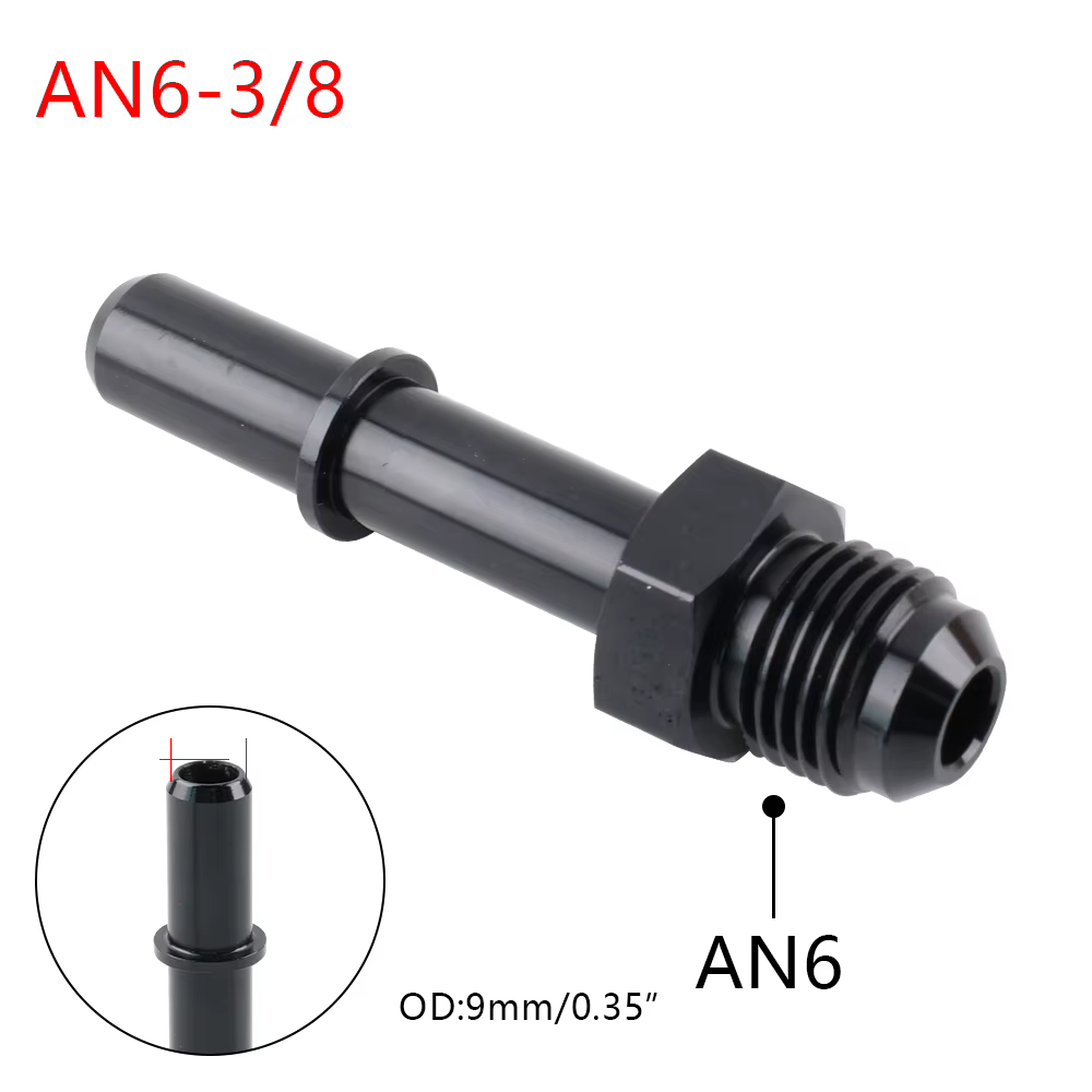 Conector rápido AN6 macho a 3/8 para EFI, aluminio negro - imagen 4