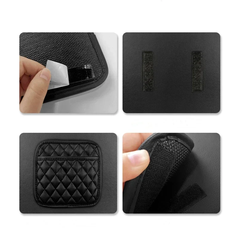 Organizadores adhesivos coche cuero PU universales bolsillos tarjetas - imagen 3
