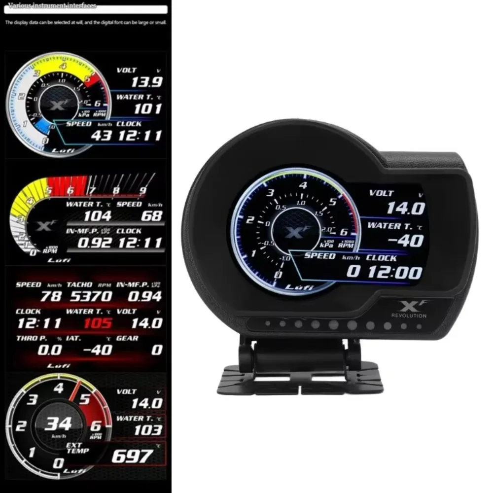 Medidor digital LUFI XF OBD2 – RPM, presión aceite y AFR tuning - imagen 2