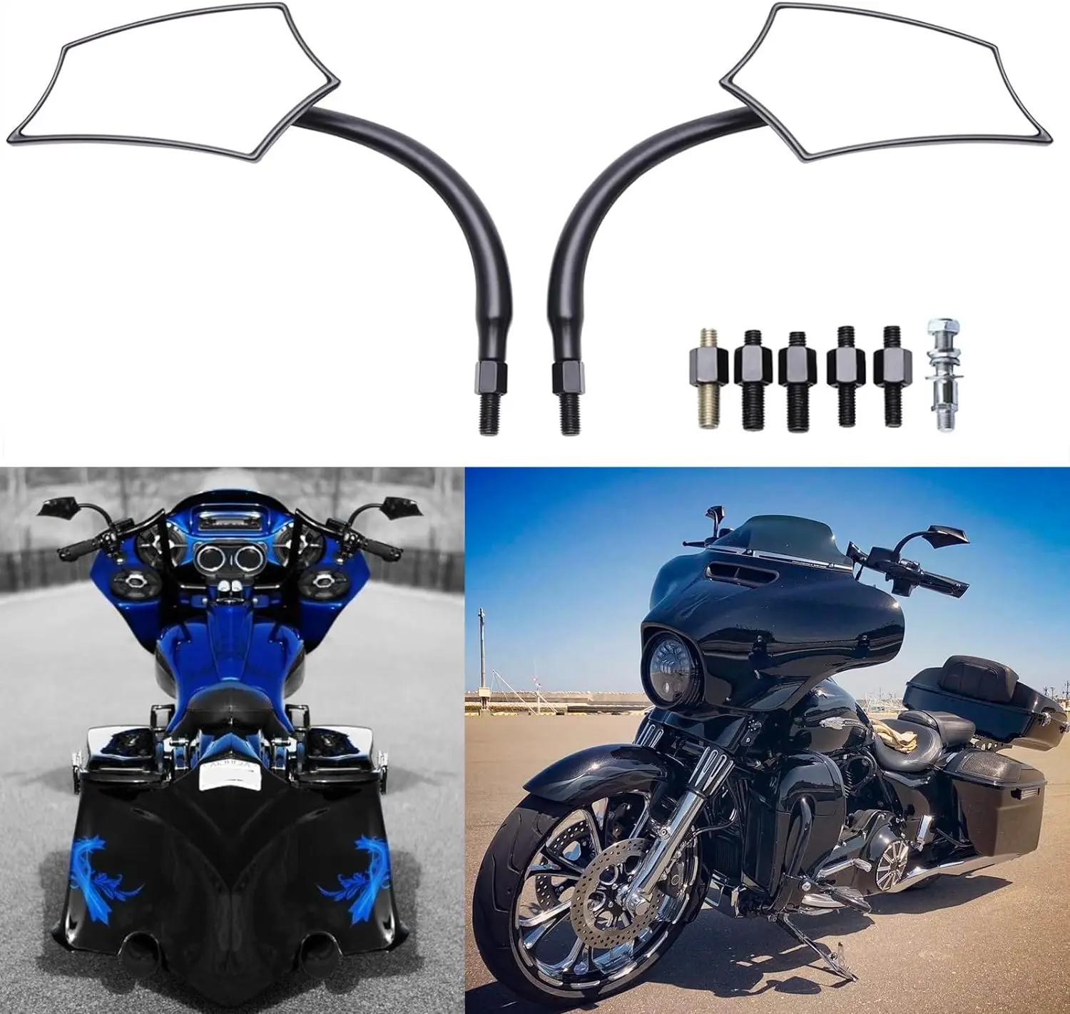 Espejos retrovisores para moto 8/10 mm – Cruiser, Chopper y Scooter - imagen 2