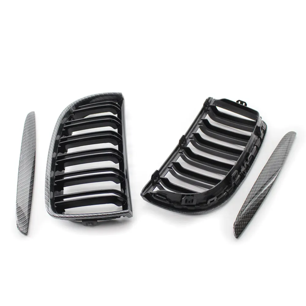 Parrilla de riñón BMW E90 en carbono negro brillo - imagen 3
