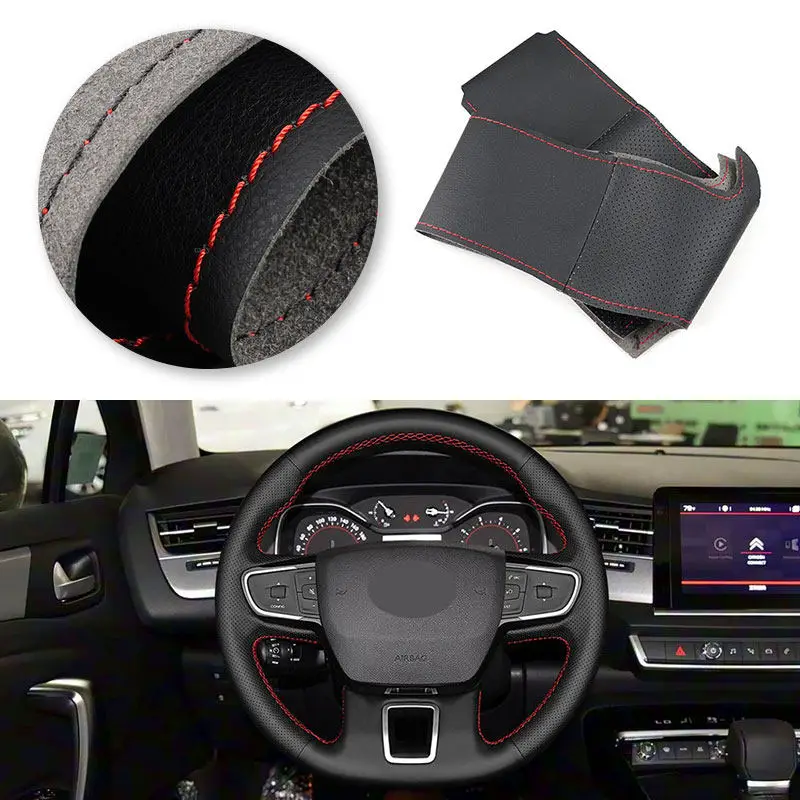 Funda de volante cosida a mano para Citroën C3, Aircross y Berlingo