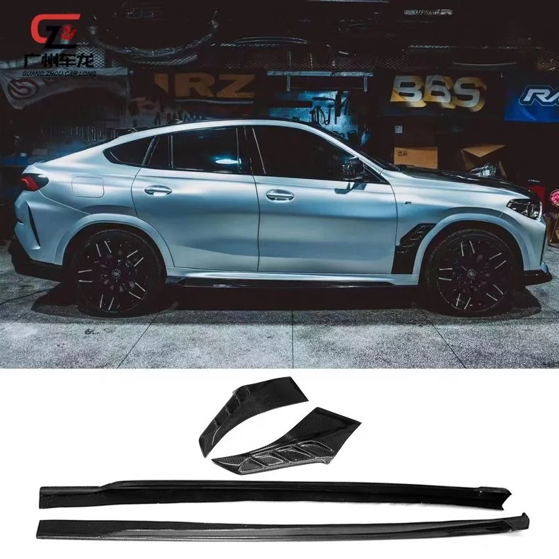 Kit de carrocería de coche de fibra de carbono para BMW X6 G06 a estilo LD labio delantero con luces - imagen 5