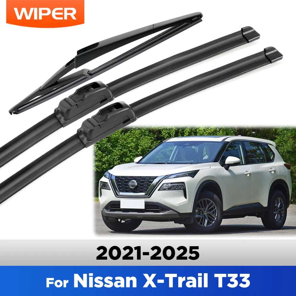 Para Nissan x-trail T33 2021-2025 2022 2023 2024 limpiaparabrisas limpiaparabrisas delantero y trasero cepillos de ventana 26 "+ 17" + 12"