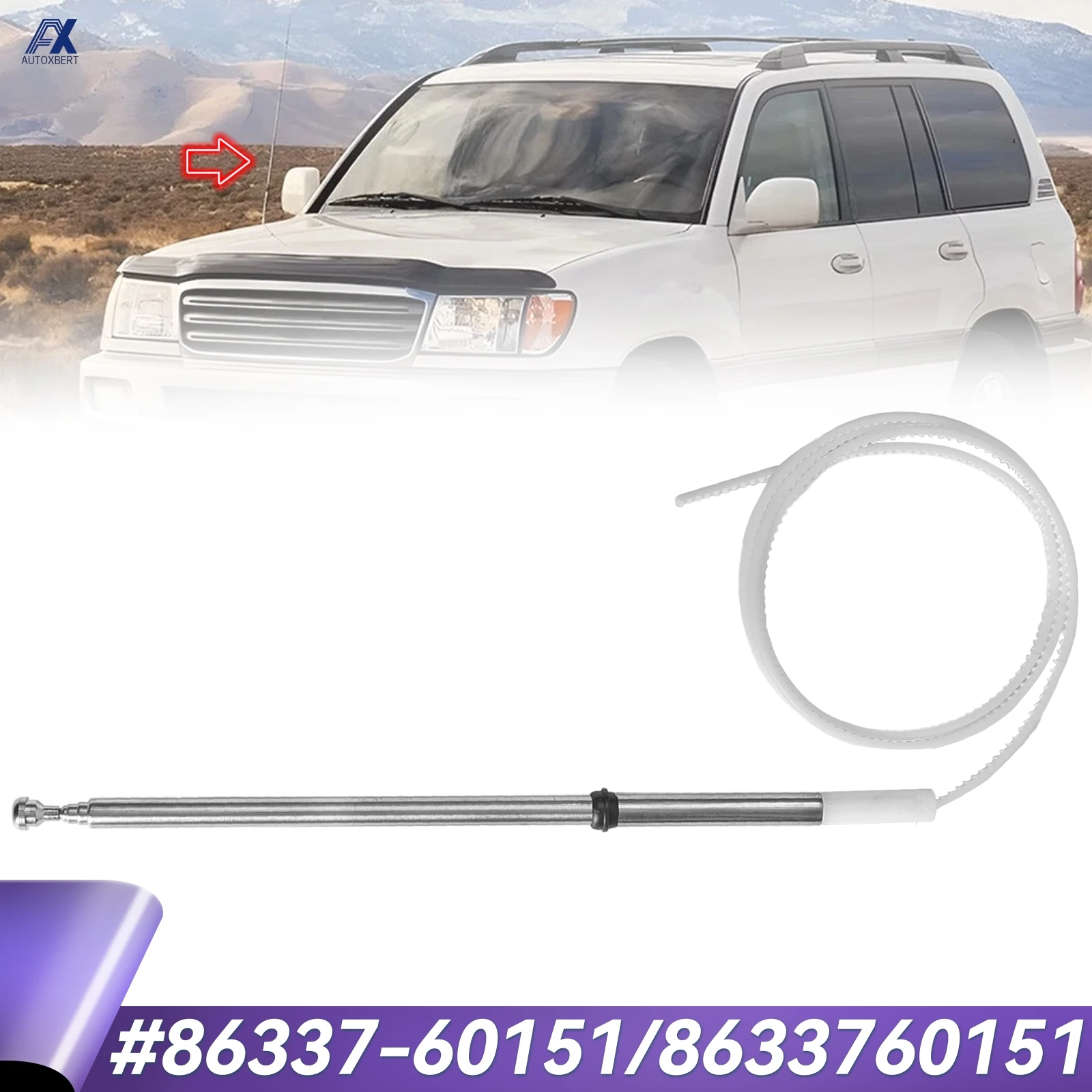 86337-60151 Cable de Radio de antena de mástil aéreo eléctrico de coche para Land Cruiser LX470 1998-2007 Power AM FM - imagen 2