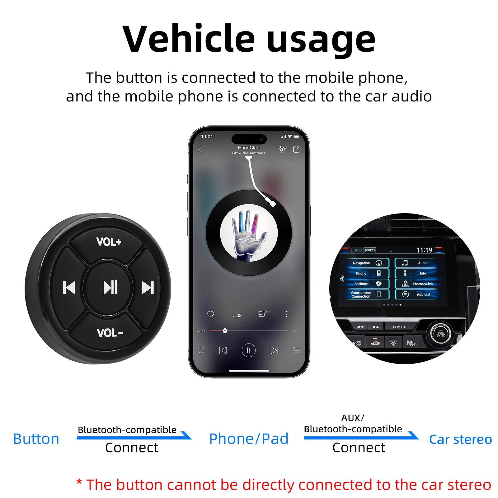 Mando multimedia inalámbrico para volante Bluetooth universal Android/iOS - imagen 5