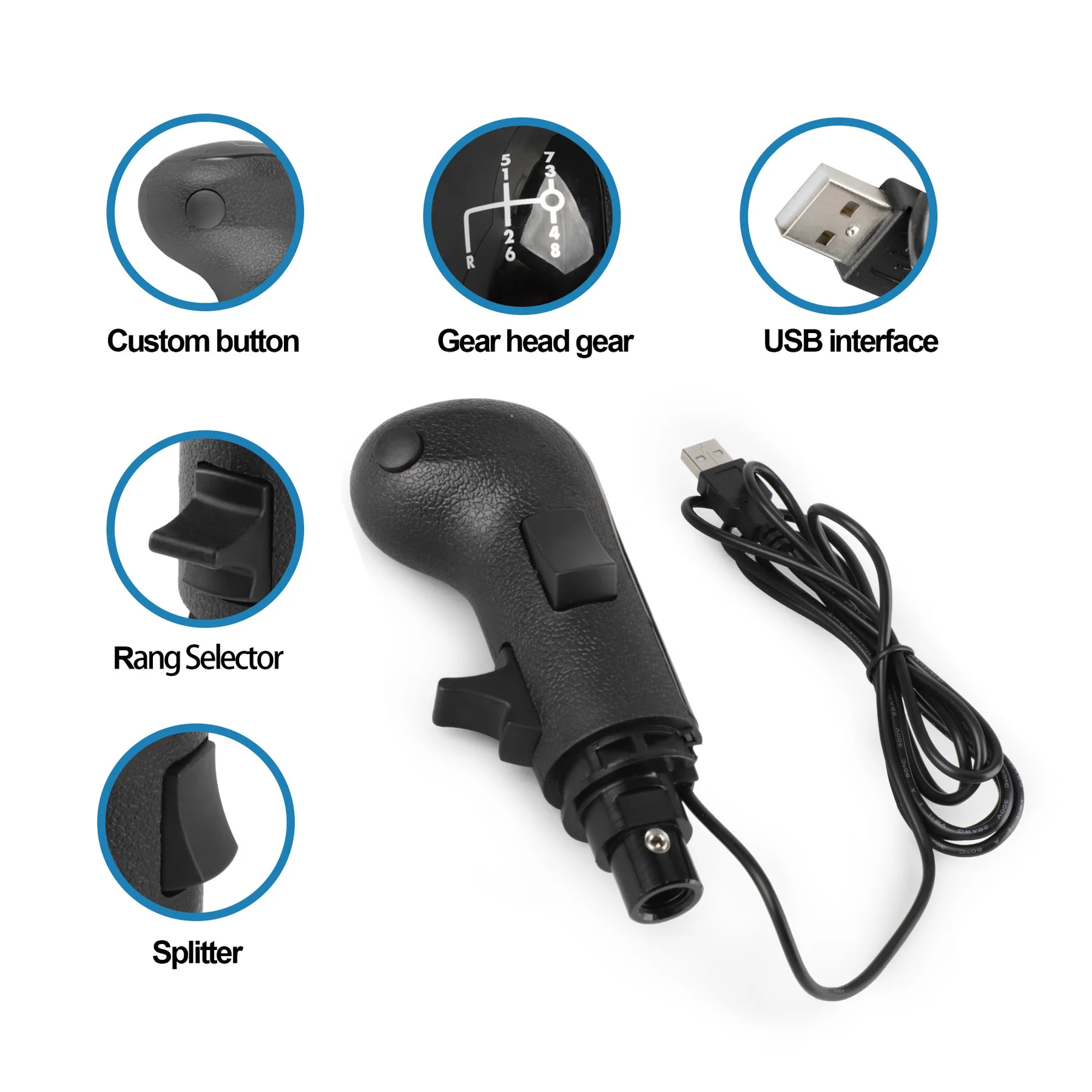 Perilla de palanca de cambios USB, juegos Sim para Logitech G923 G29 G27 G25 THRUSTMASTER TH8A para ETS2 yATS Euro Truck, simulador de engranajes altos y bajos - imagen 3