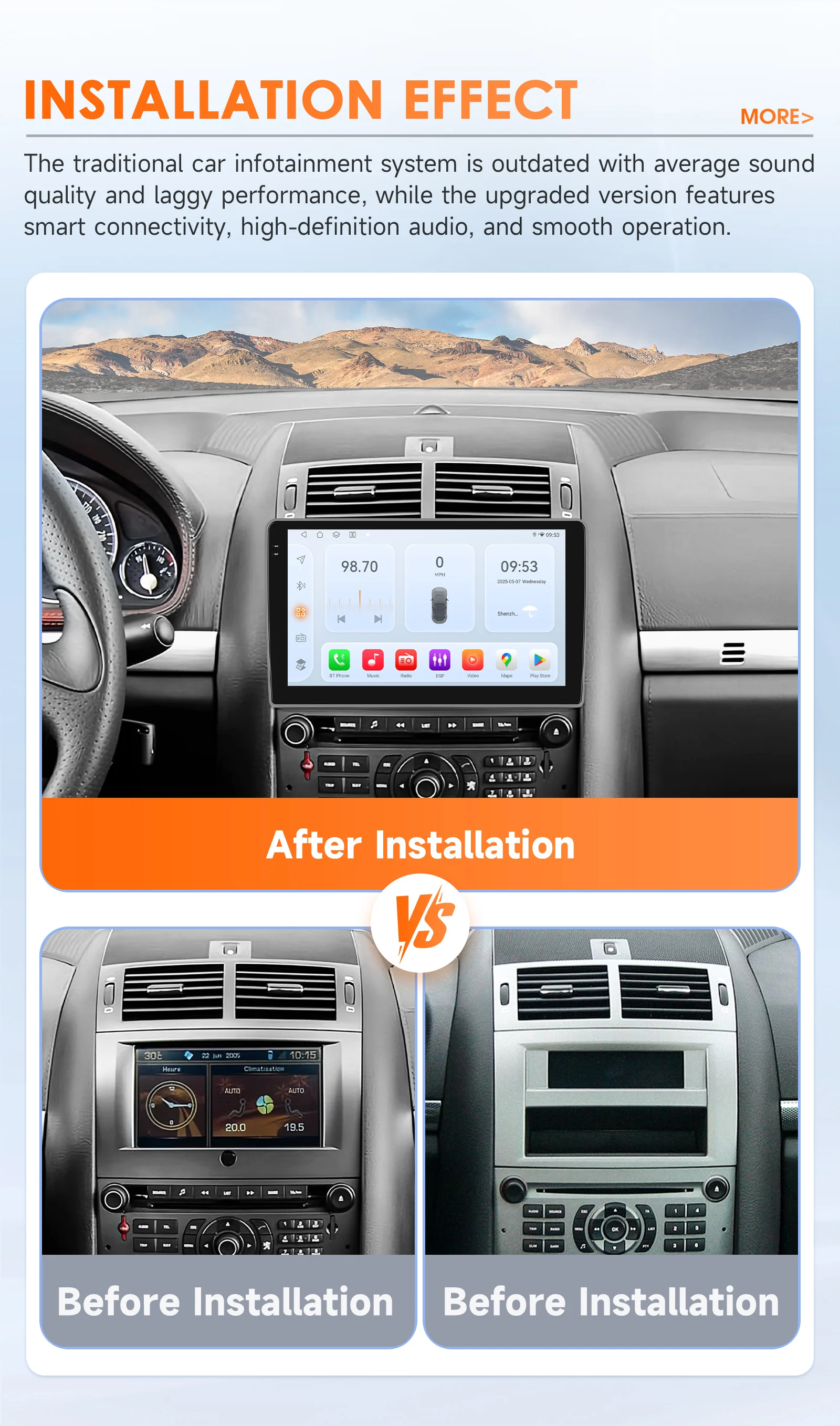 9 " Hizpo 2Din Android14 Radio de coche para Peugeot 407 CC SW 2004 - 2011 Auto CarPlay 4G BT GPS RDS DSP SWC Snapdragon 6115 Unidad central - imagen 2