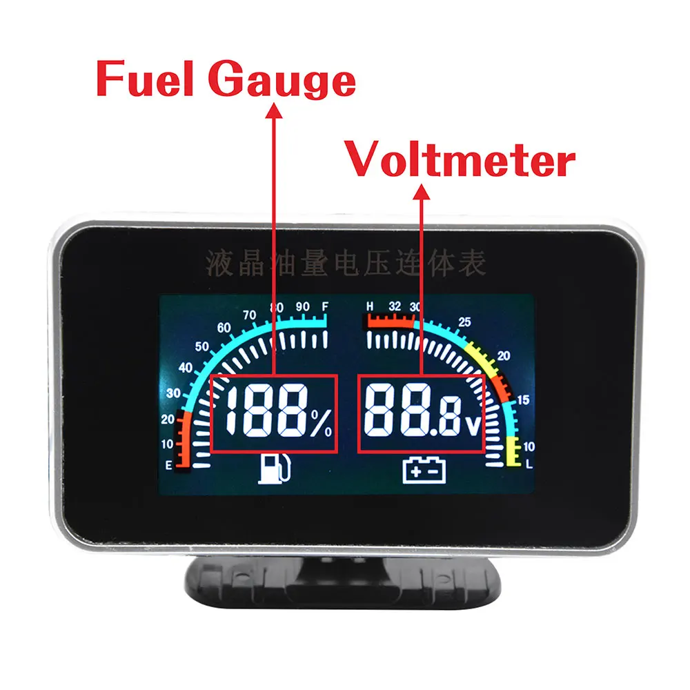 Medidor nivel combustible y voltímetro LCD con sensor flotador 0-190 Ohm - imagen 2