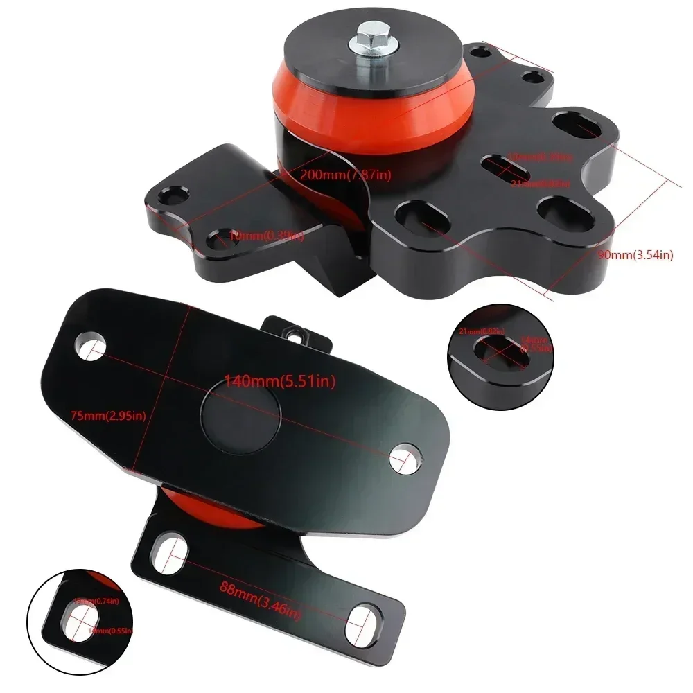 Soportes de transmisión de pieza de motor de coche de carreras negros para 05-13 VW Jetta AUDI A3 2,0 MK5 MK6 Golf GTI R 2,5 - imagen 3