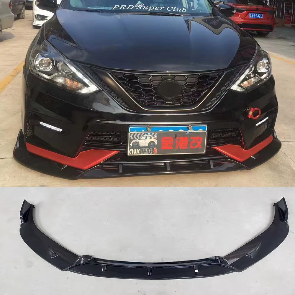 Labio delantero negro brillante para Nissan Sylphy 2016-2019