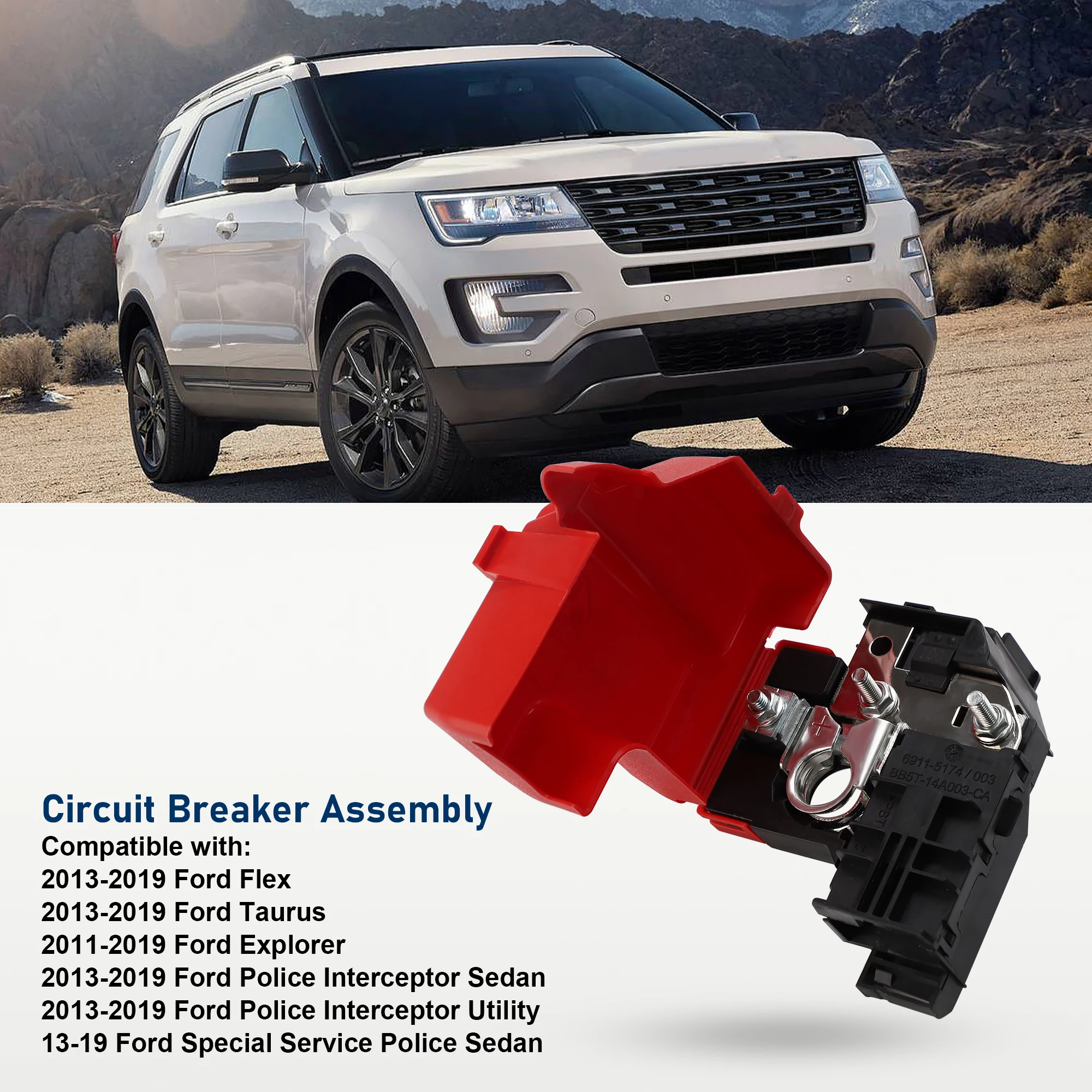 Disyuntor de batería de coche, extremo de Terminal de Cable de batería OEM DA8Z-14526-A BB5Z-14526-AA para Ford Taurus Explorer 3.5L V6 2011-2019 - imagen 3