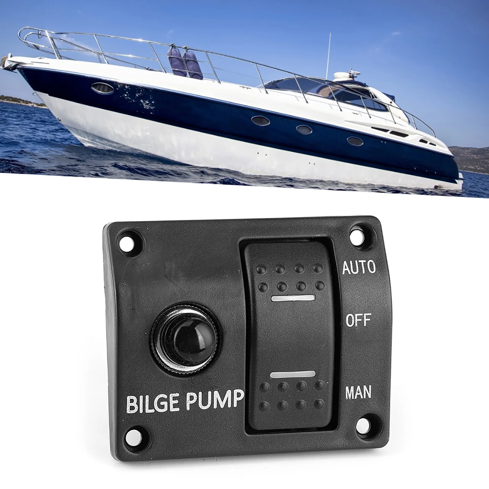 Panel interruptor 3 vías bomba sentina 12V-24V Auto/Off/Manual LED - imagen 4