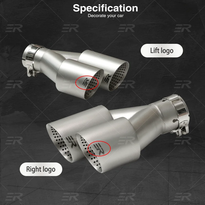Punta de silenciador de coche de acero inoxidable doble mate, sistema de punta de escape, punta de escape Universal, 60MM, 63mm, boquilla GTI MK7 Golf7, 1 Uds. - imagen 4