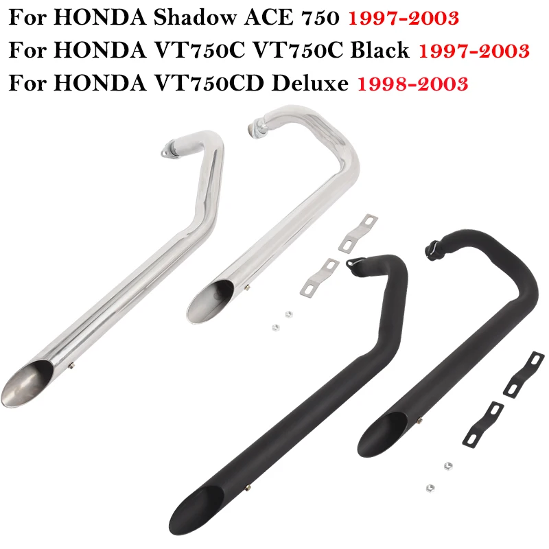 Sistema de escape doble negro para Honda Shadow ACE 750 VT750C/VT750CD