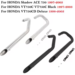 Sistema de escape doble negro para Honda Shadow ACE 750 VT750C/VT750CD