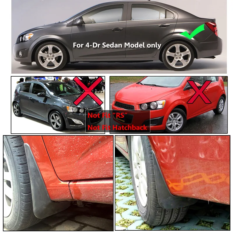 Guardabarros moldeados para Chevrolet Aveo/Sonic Sedán 2012-2016 - imagen 4