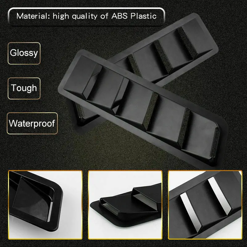 Rejilla ventilación ABS universal 17x5 pulgadas negro del capó