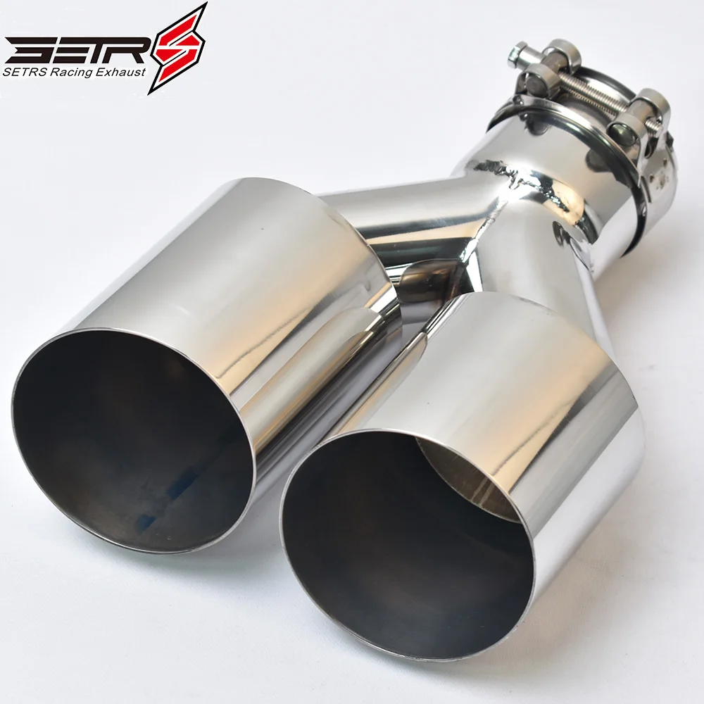 Silenciador doble Universal con punta de escape acero inox brillante - imagen 4