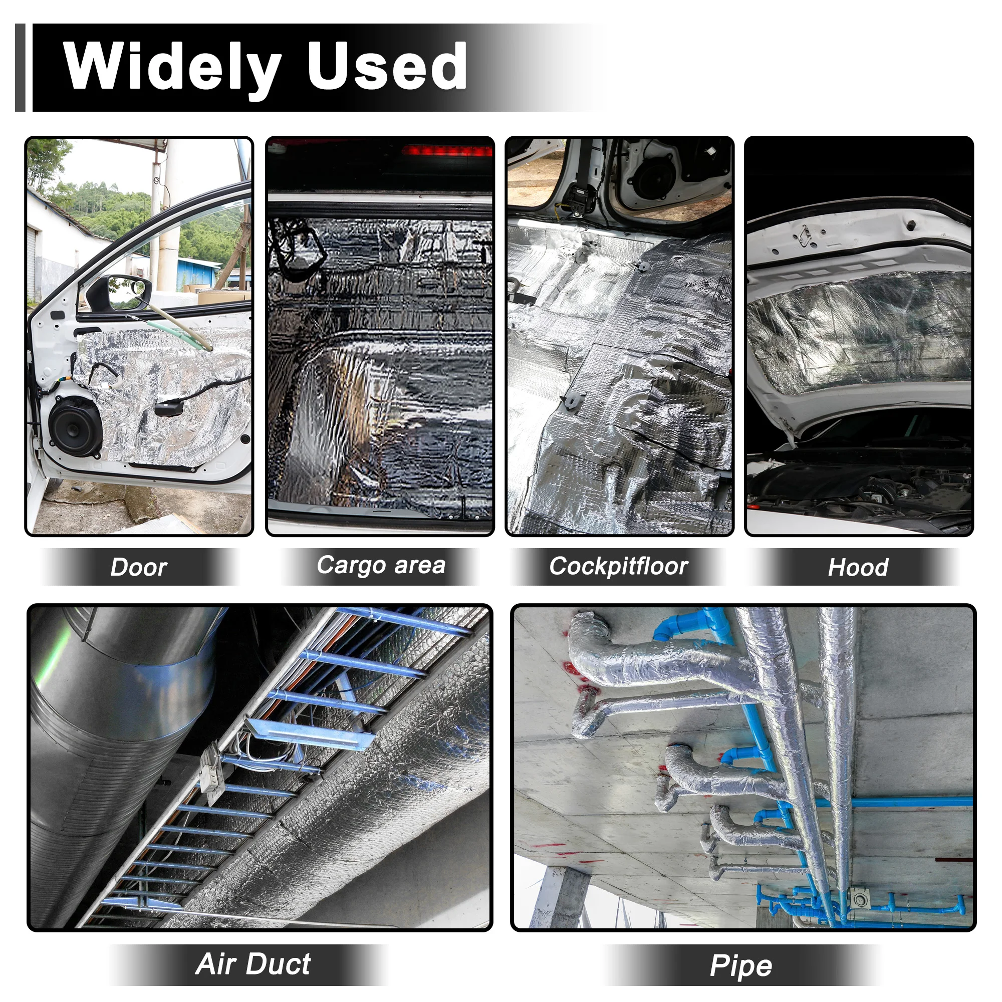 UXCELL 8 Uds aislamiento acústico de coche Universal 10mm estera insonorizante 50x30cm espuma acústica de insonorización automotriz para coche - imagen 5