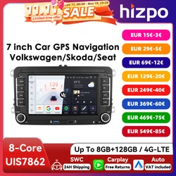 Radio Android Hizpo 2 DIN de 7 pulgadas con CarPlay y GPS para VW Golf