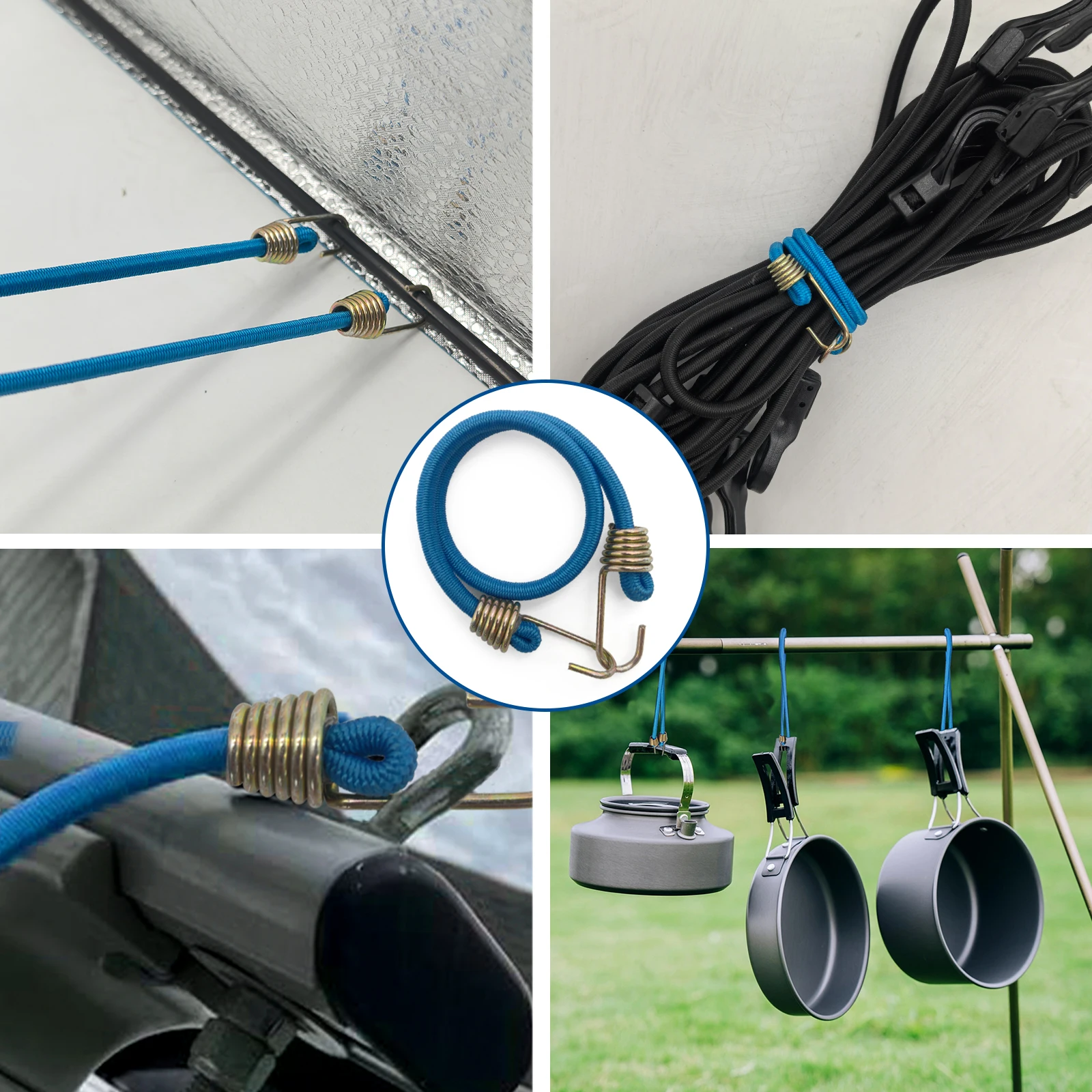 5/10 unids/pack cuerdas elásticas de alta resistencia cordón de equipaje 30cm correa con ganchos Kayak Camping ciclismo cuerda de equipaje - imagen 5