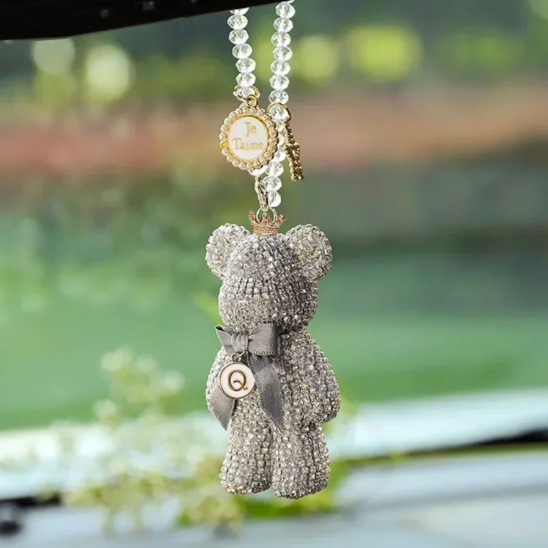 Colgante espejo para coche con motivo oso sombrío, diamante - imagen 2