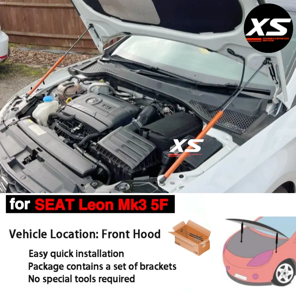 Puntales gas capó SEAT Leon MK3 5F 2012-2020 fibra carbono