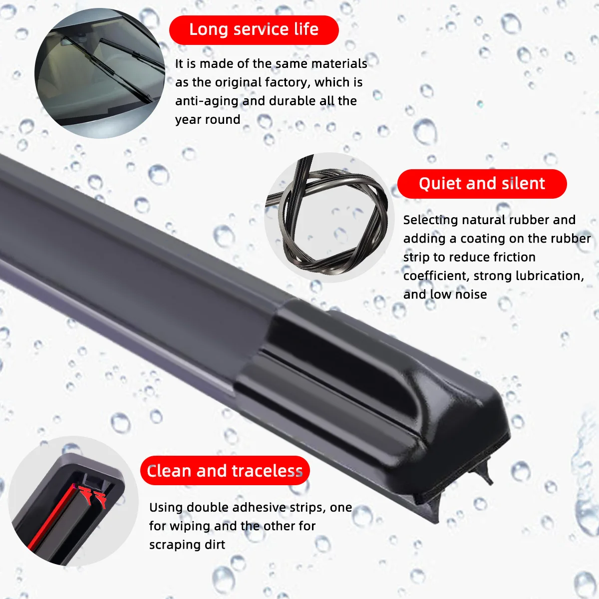Escobillas limpiaparabrisas para Tesla Model 3/Y/S – goma universal - imagen 3