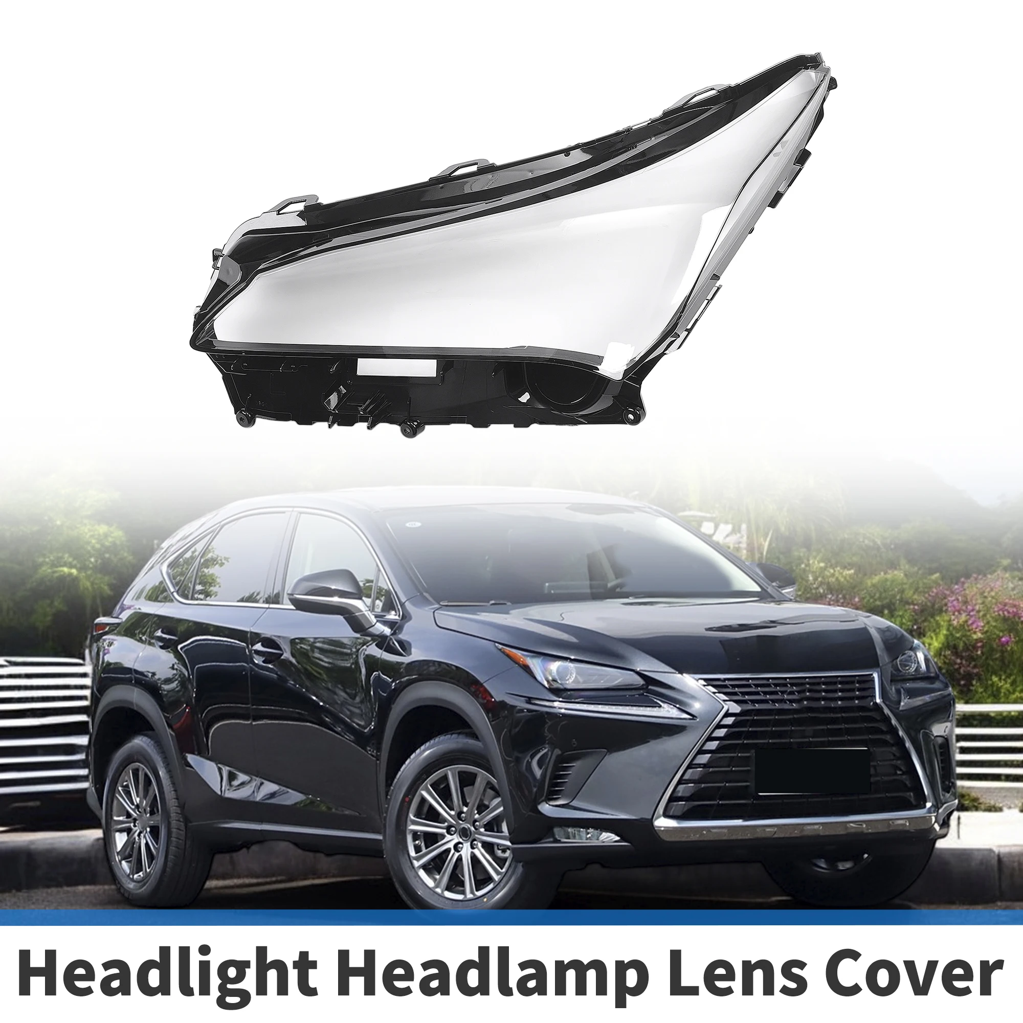UXCELL Auto cubierta de lente de faro lente de faro cubierta de lente transparente para Lexus NX200/NX300h 2014-2020 negro transparente 1 pieza