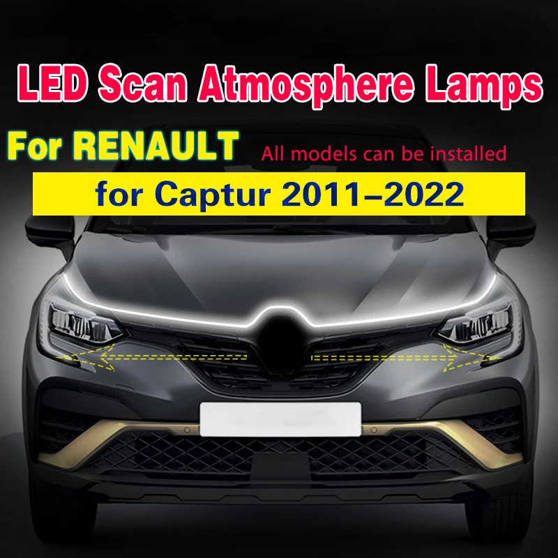 1 Uds. Lámpara DRL de coche luz LED de circulación diurna para Renault Captur 2011-2022 con lámpara antiniebla de escaneo de arranque tira de luz Universal de 12V