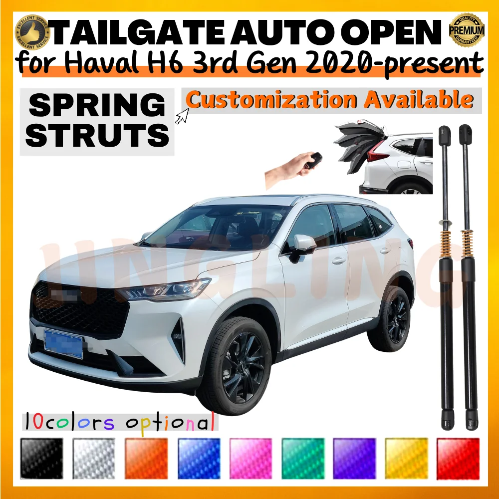 Cantidad (2) puntales de maletero con resorte para Haval H6 SUV de tercera generación 2020, presenta soportes de elevación de maletero de portón trasero, amortiguadores