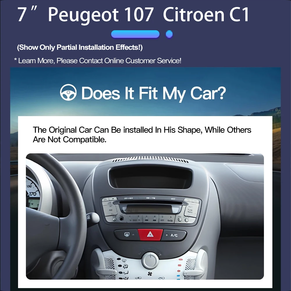 Autoradio Android 2DIN Peugeot 107 Citroën C1 (2005-2014) GPS Carplay - imagen 4