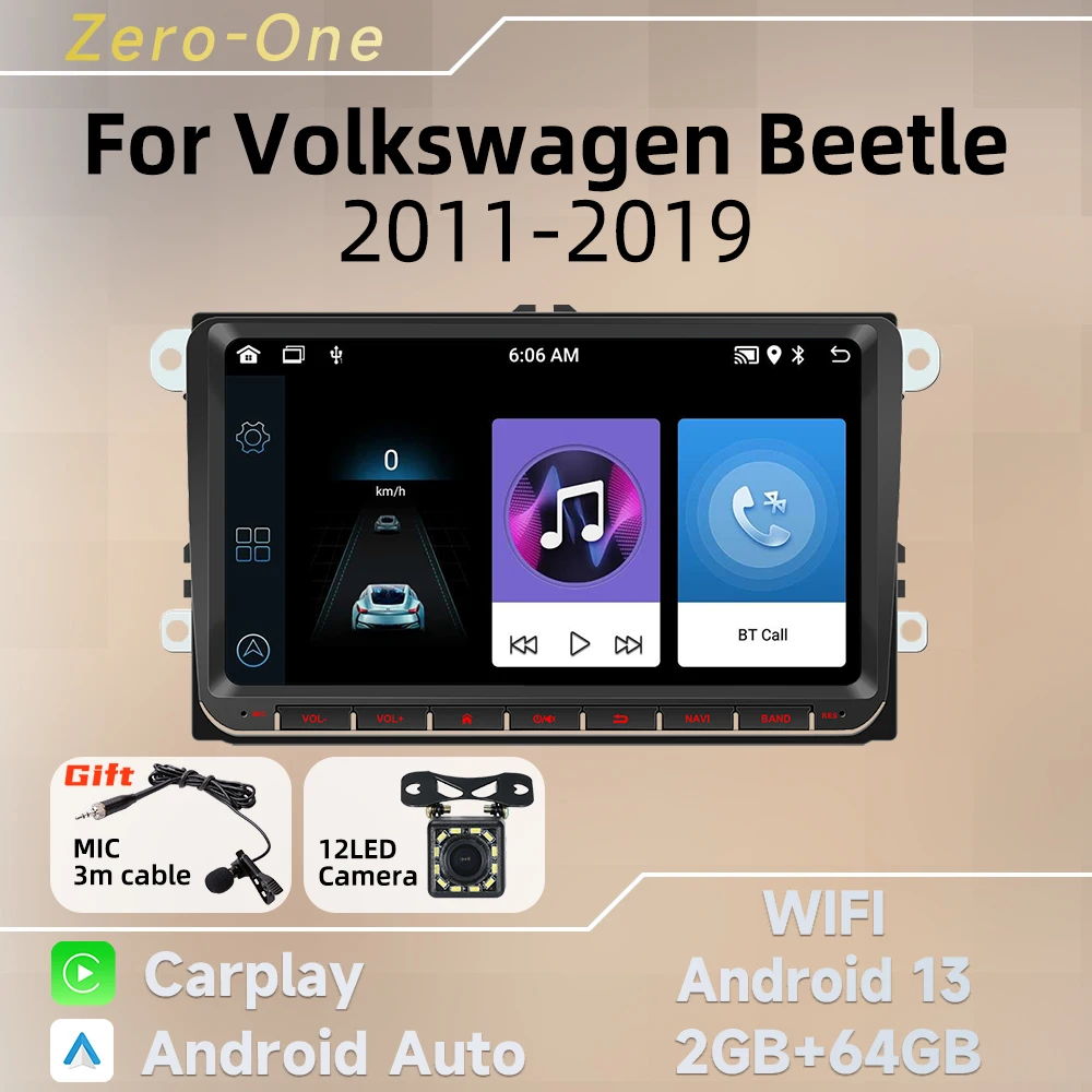 Radio GPS Android Auto con pantalla 9'' para VW Beetle 2011-2019